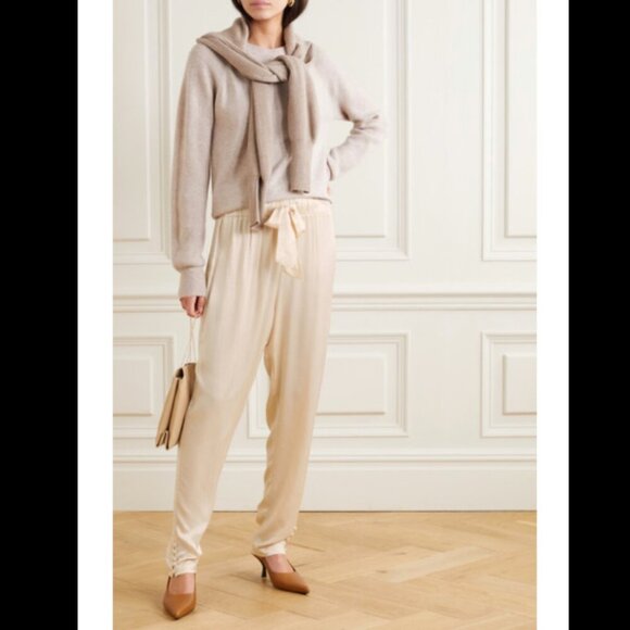 Envelope1976 Net-a-Porter Goa Pants NWT Ivory Satin Trouser Button Ankle Size 44 - Picture 16 of 16